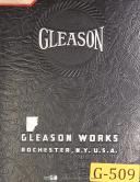Gleason-Gleason 3 Inch, Straight Bevel Gear Generator, Operations Manual Year (1939)-3 Inch-3\"-01